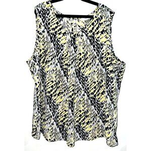 Sleeveless Abstract Pattern Top Womens 1X By Cj Banks Polyester & Rayon